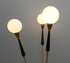 3 Arms and Opaline Globe Floor Lamp