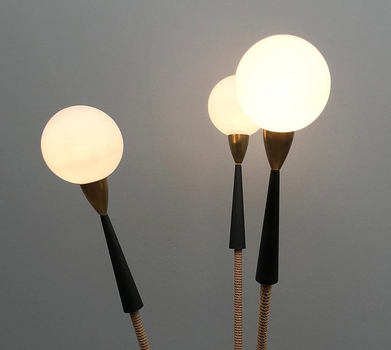 3 Arms And Opaline Globe Floor Lamp For Sale At 1stdibs