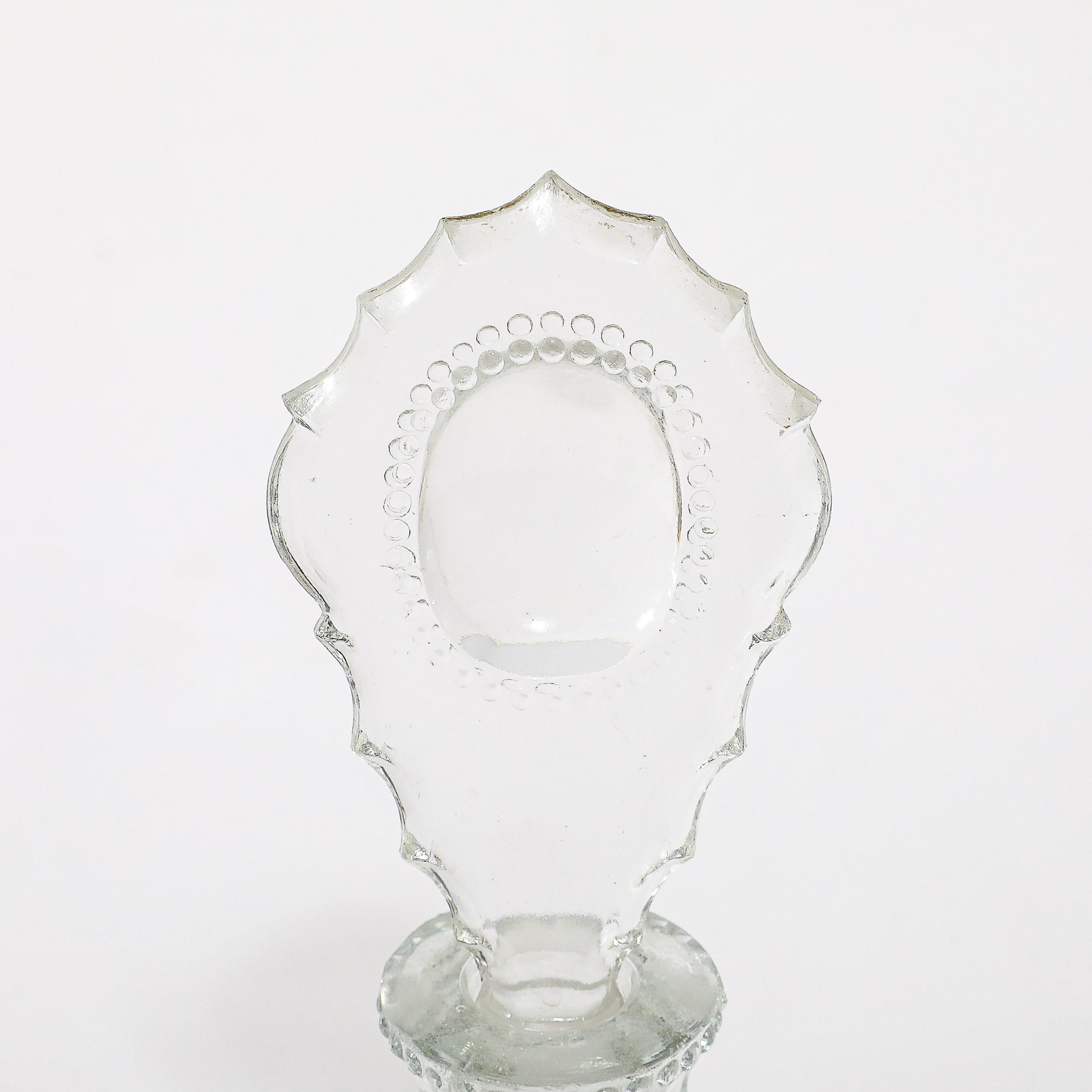 3 Art Deco Pressed Glass Scalloped Stoppers & Hobnob Detailing Perfume Holders For Sale 2
