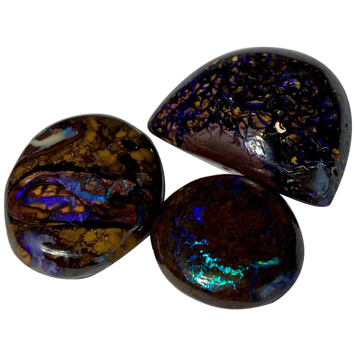 3 cabochons d'opale de roche australienne