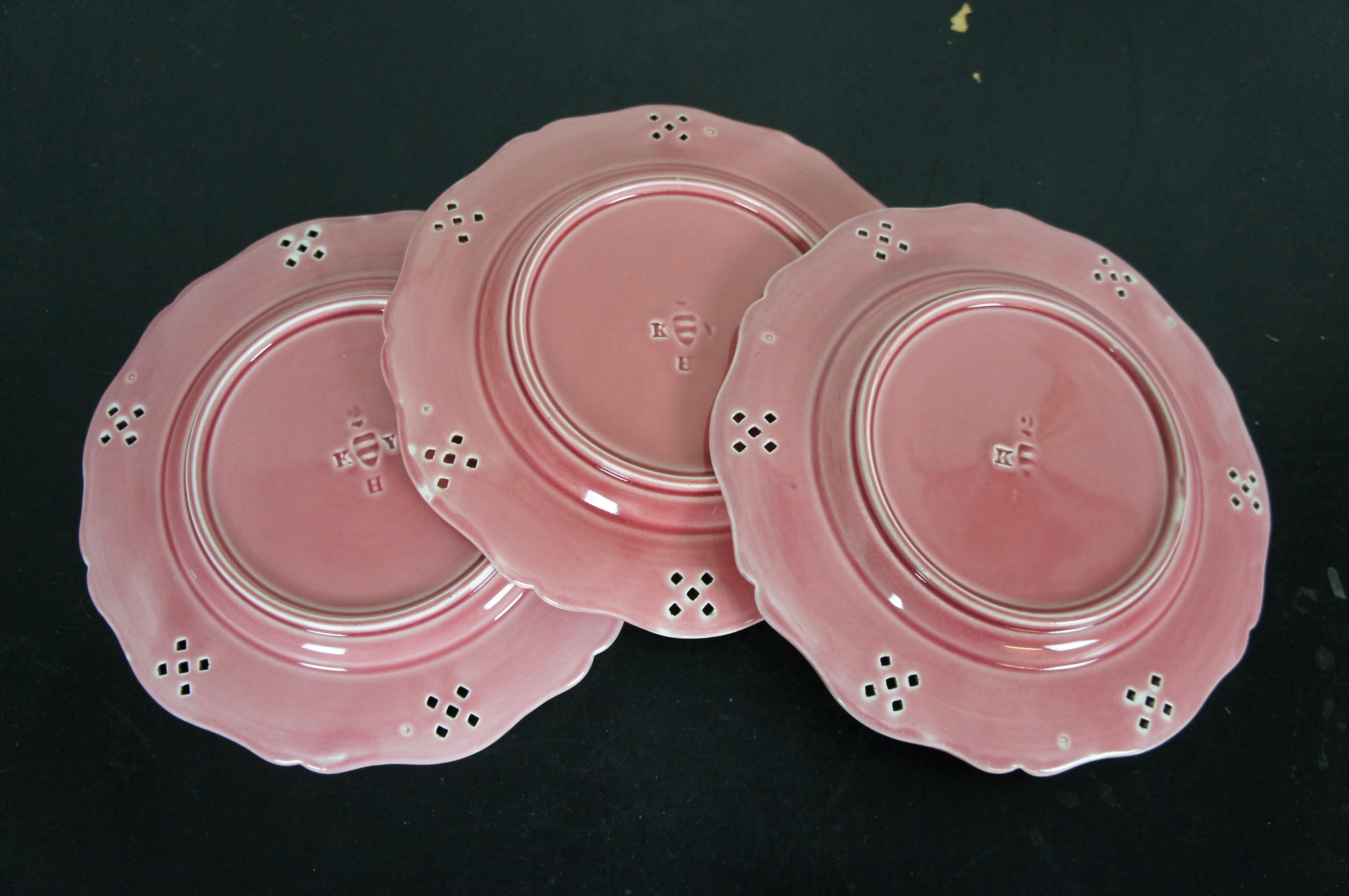 Porcelain 3 Austrian Hungarian Scalloped Pierced Reticulated Basketweave Lattice Plates 8.