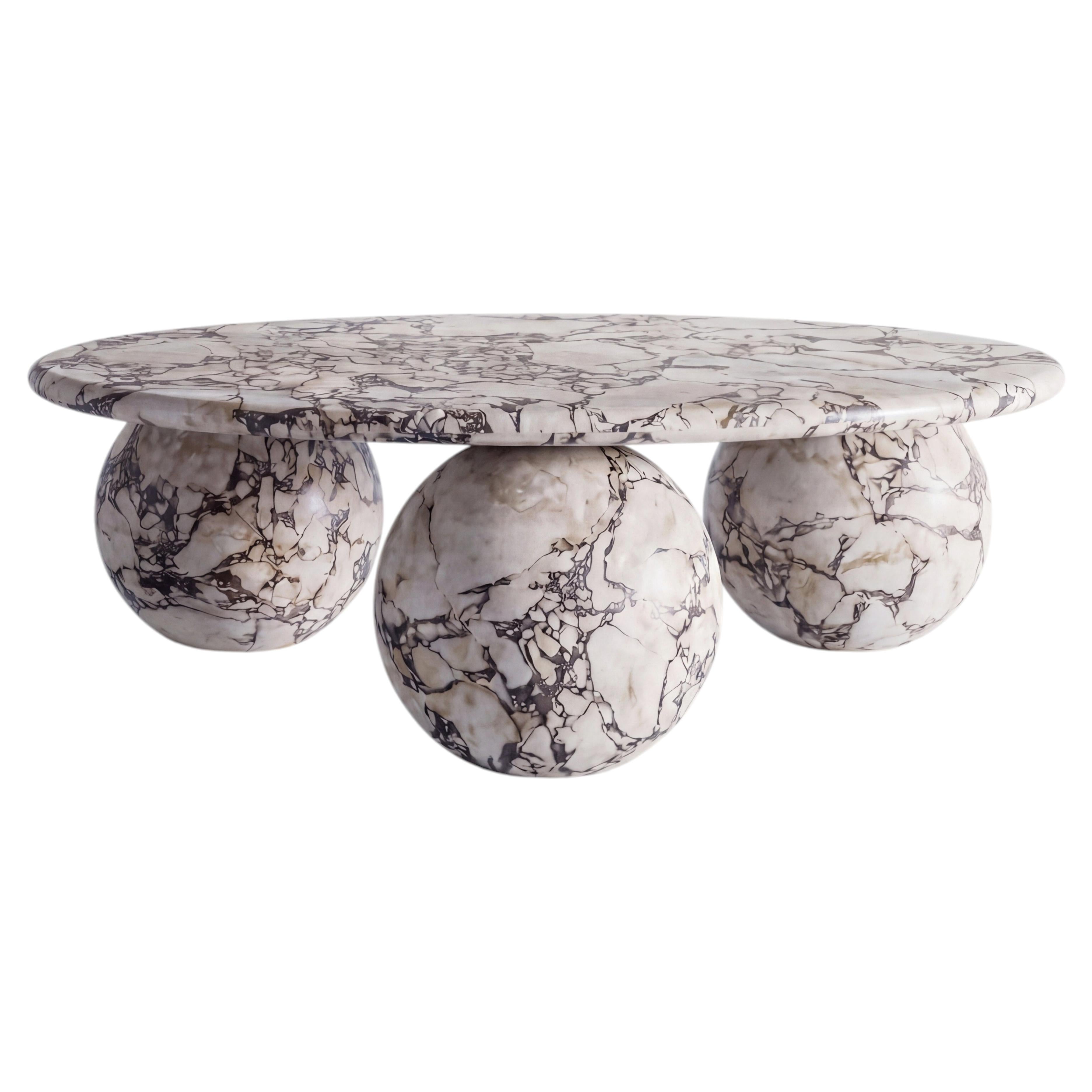 3 Ball Calacatta Viola Marble Coffee Table, Round Marble Coffee Table
