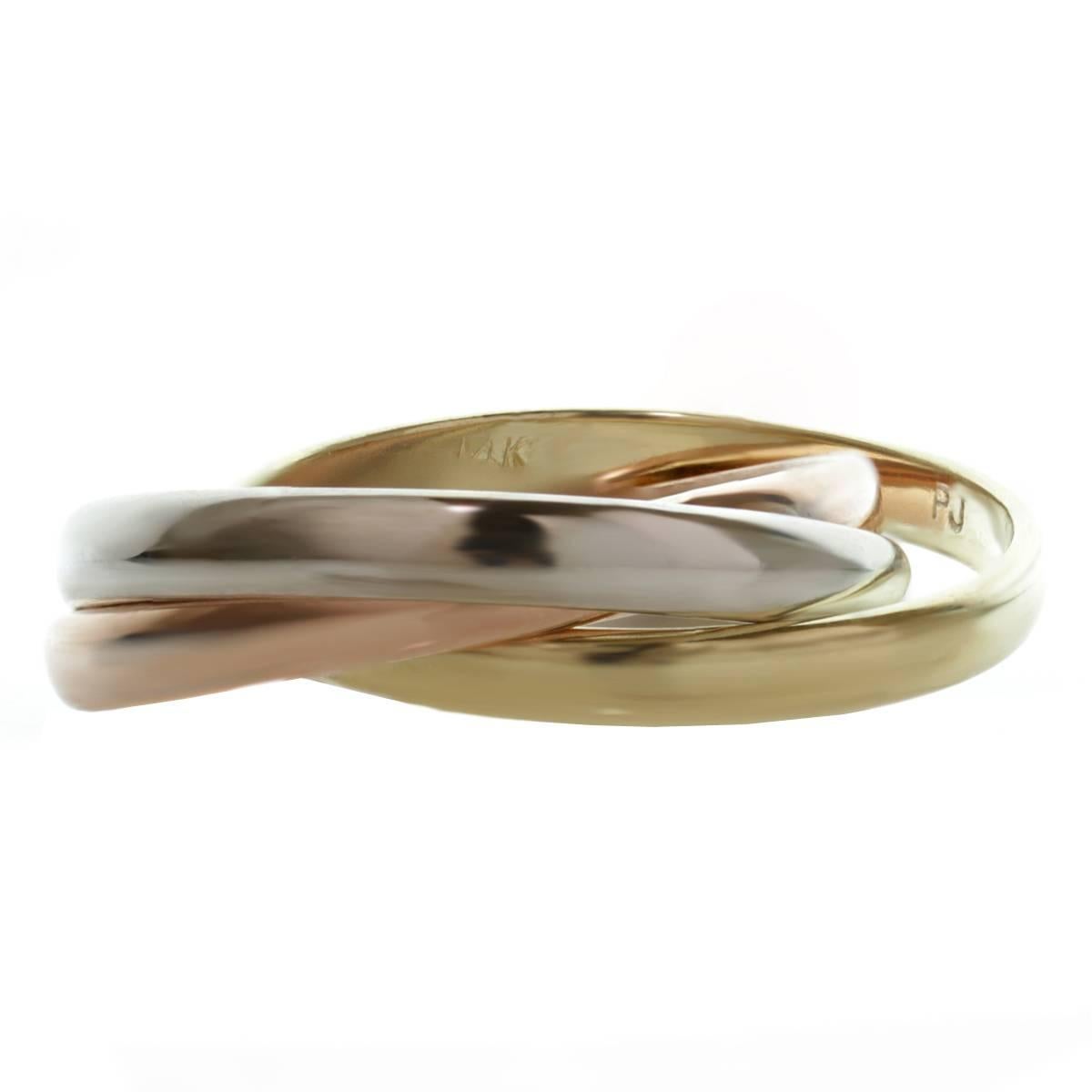 Three-Band Tri-Gold Rolling Ring