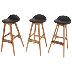 3 Barstools OD, 61 by Erik Buch for Odense Mobelfabrik Denmark 1950s Design Teak