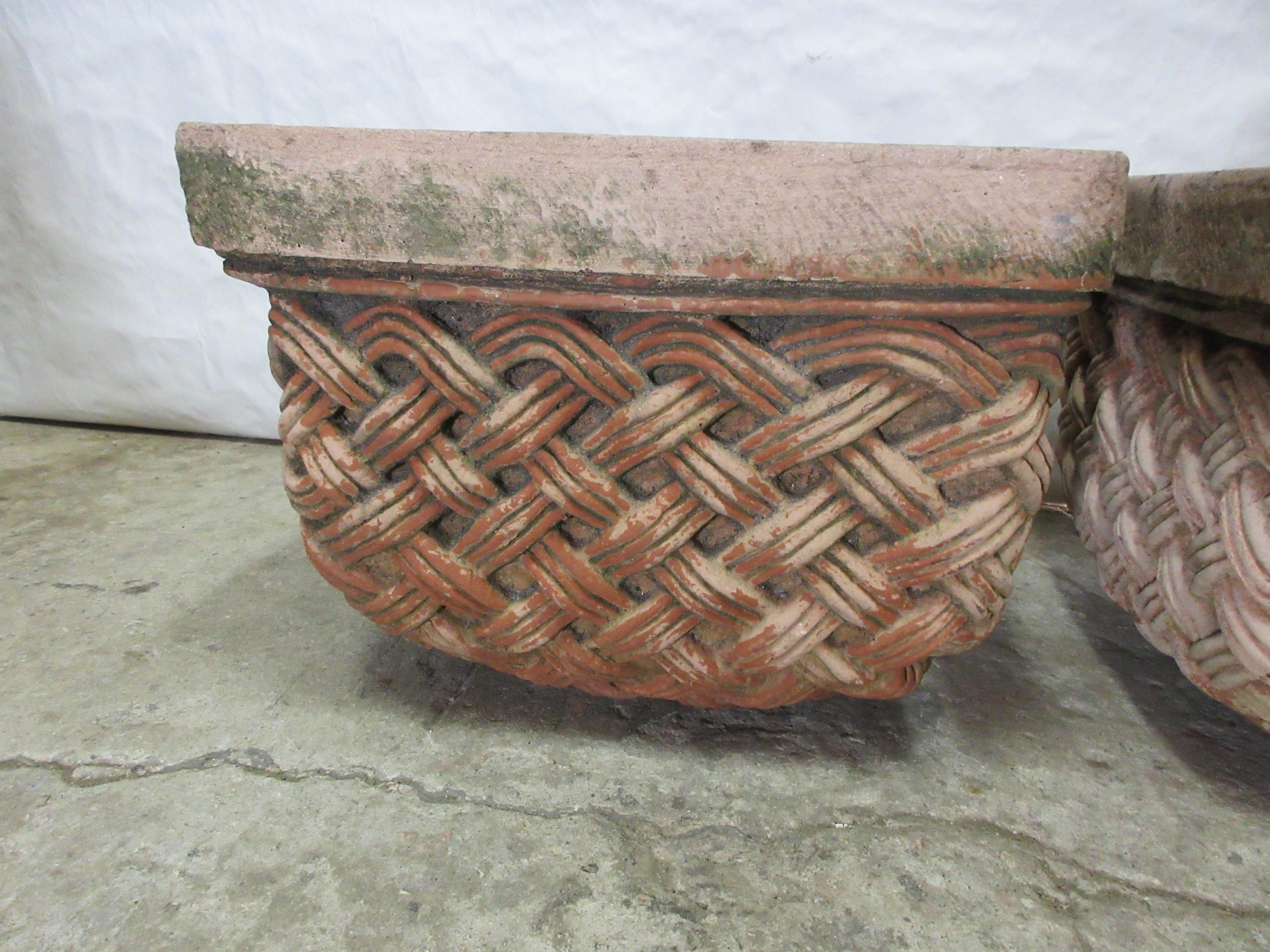 Swedish 3 Basket Weave Planters For Sale