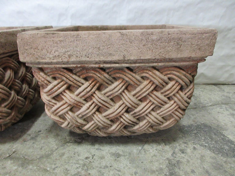 3 Basket Weave Planters For Sale at 1stDibs