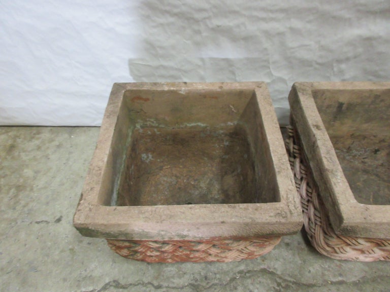 3 Basket Weave Planters For Sale at 1stDibs