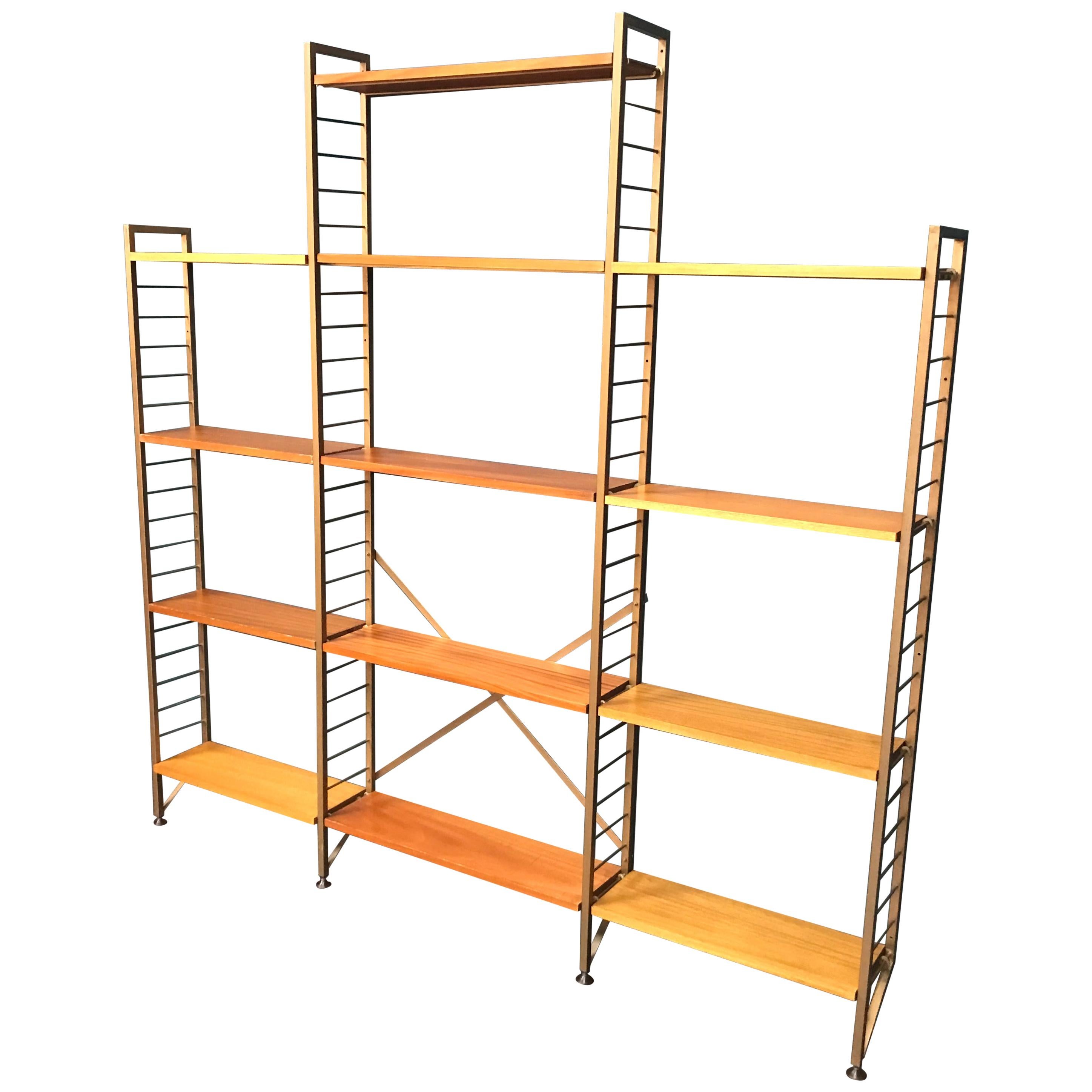 3Bay Ladderax Teak Midcentury Bookcase Shelving by Robert Heal for