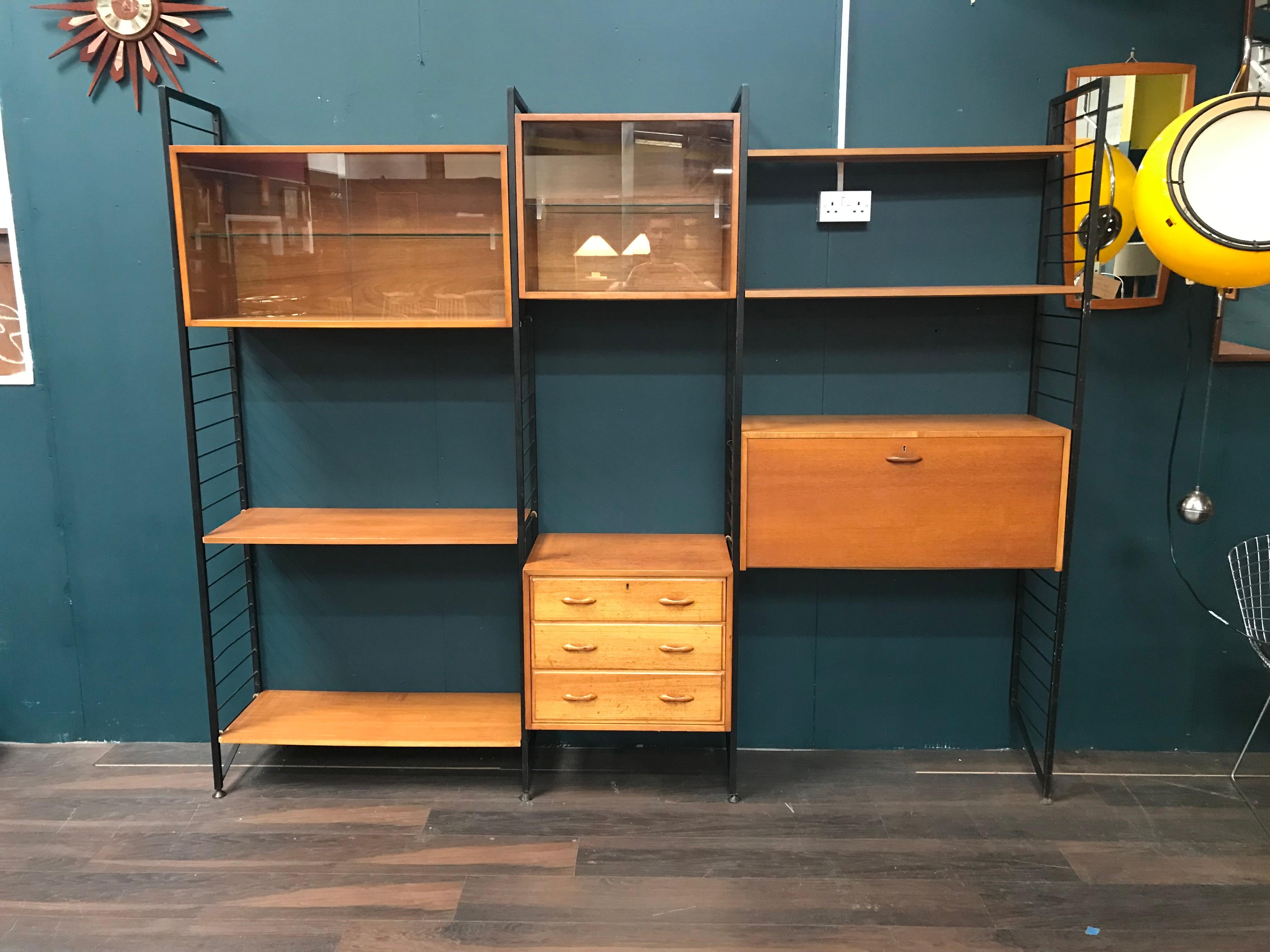 3-Bay Ladderax Teak Midcentury Shelving System by Robert Heal 1