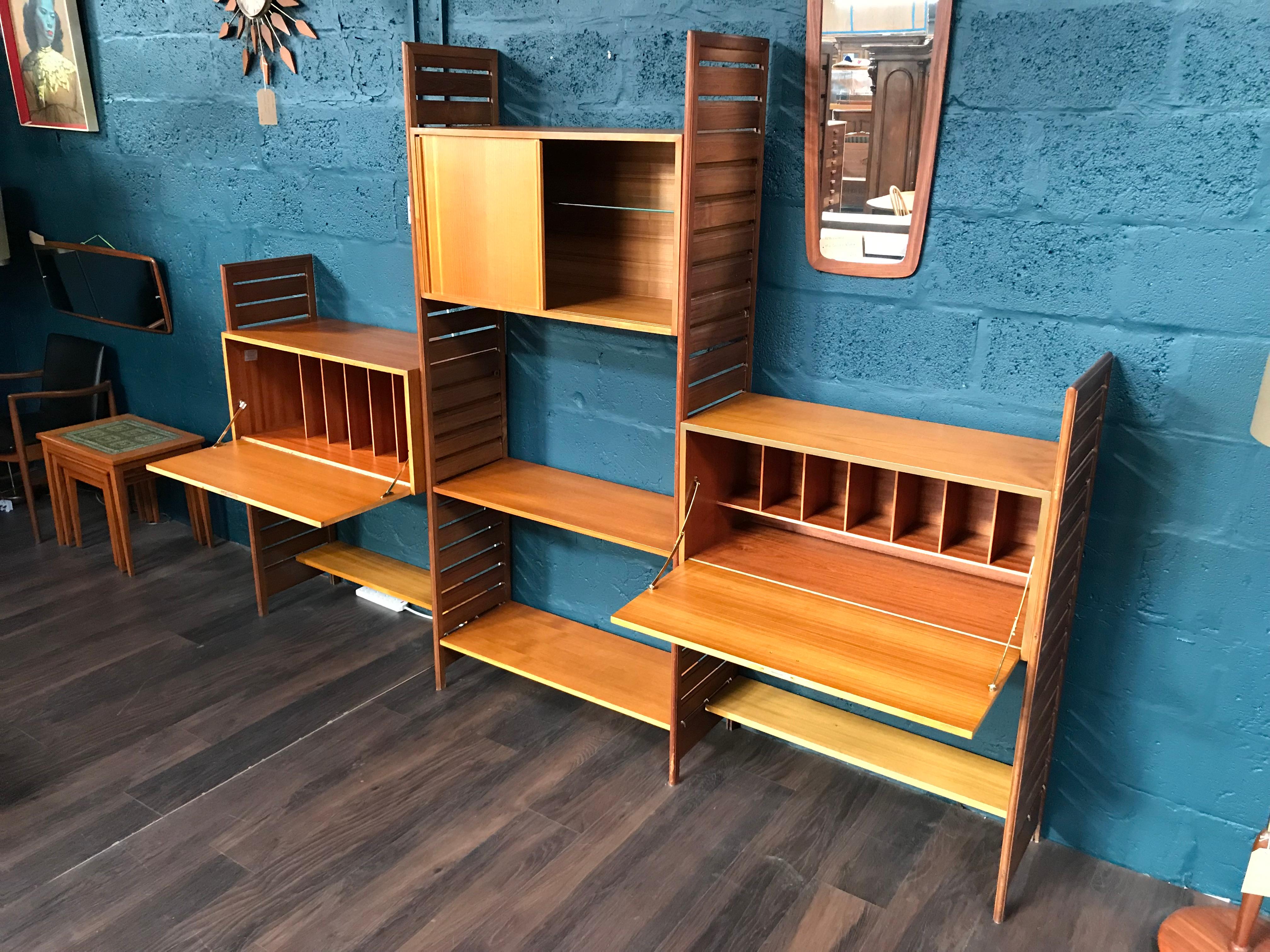 Mid-Century Modern 3-Bay Ladderax Teak Midcentury Shelving System by Robert Heal for Staples For Sale