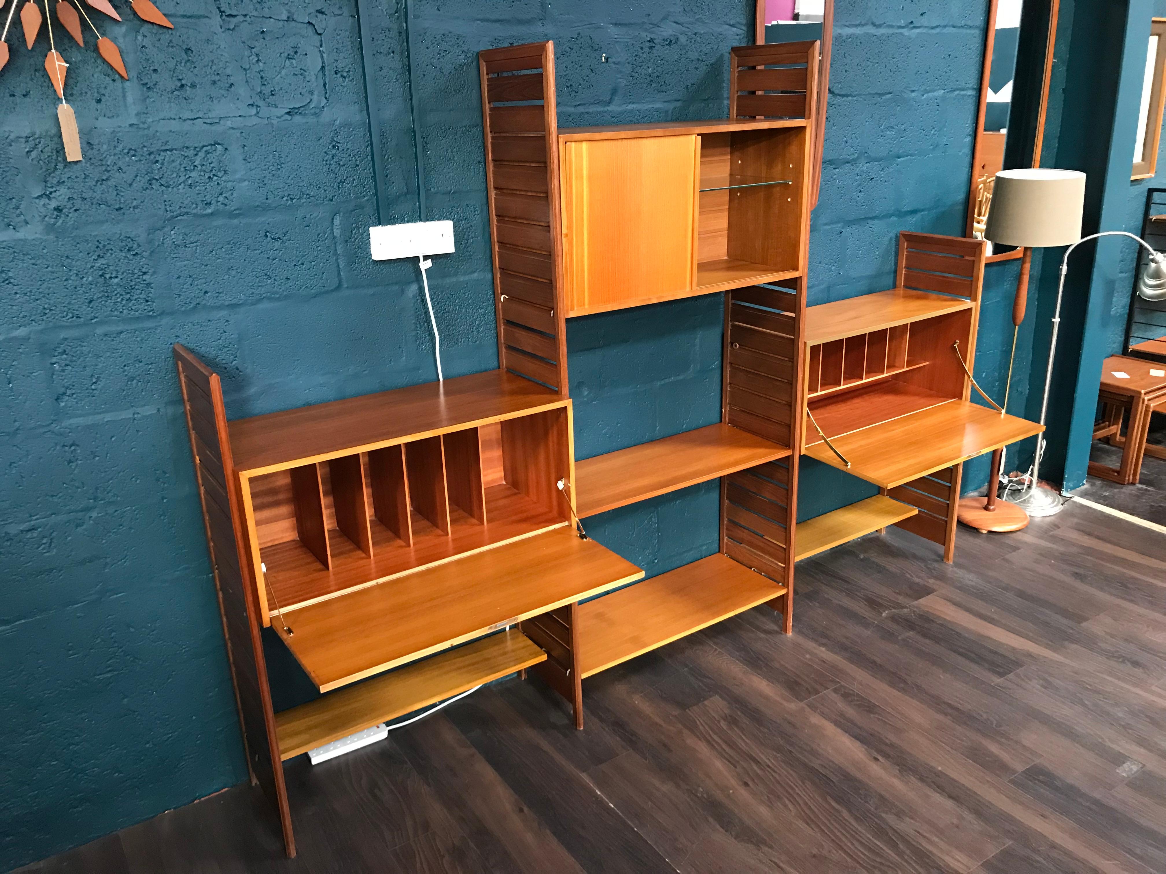 British 3-Bay Ladderax Teak Midcentury Shelving System by Robert Heal for Staples For Sale