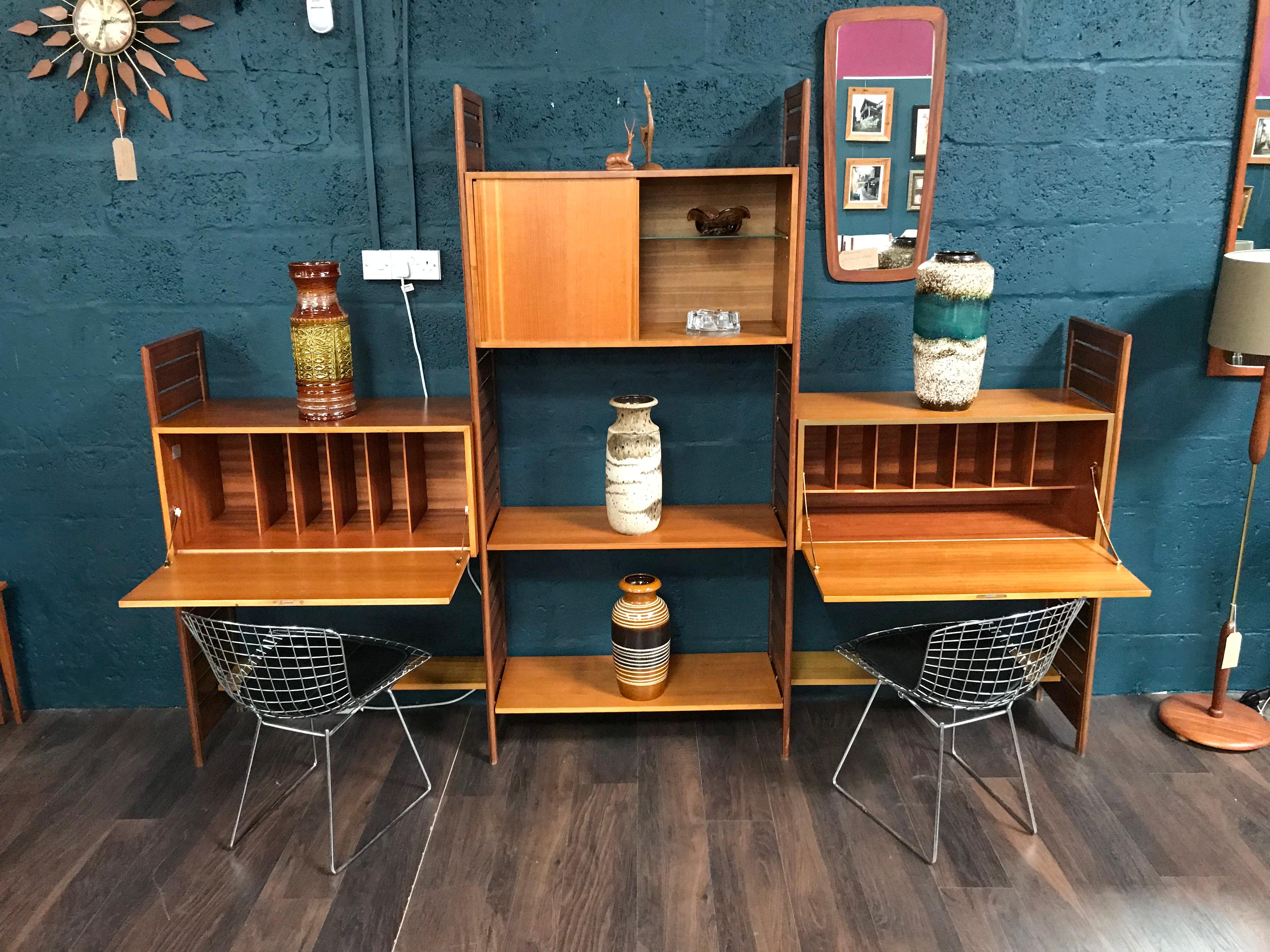 20th Century 3-Bay Ladderax Teak Midcentury Shelving System by Robert Heal for Staples For Sale