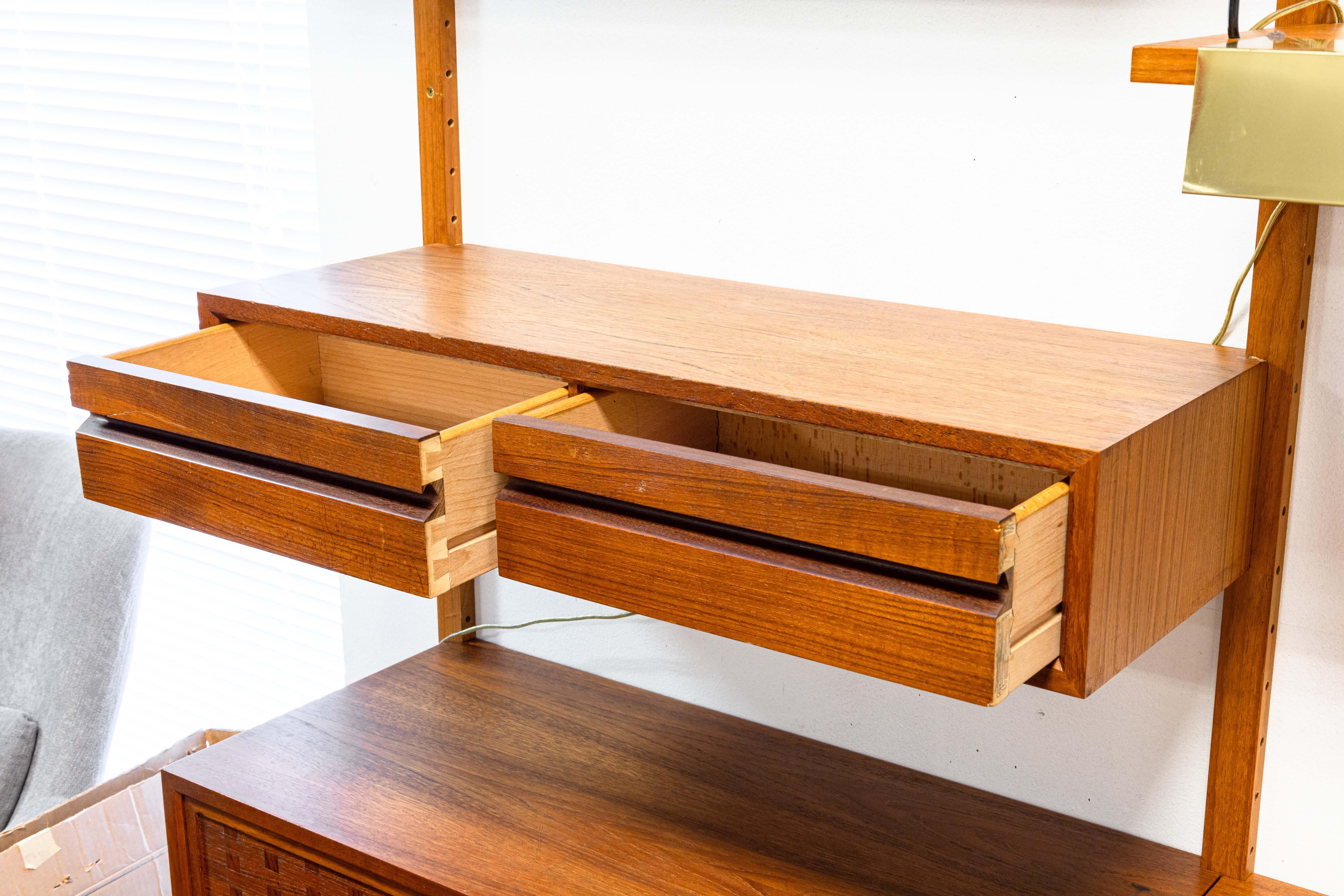 3 Bay Mid Century Modern Royal System Teak Cado Wall Unit by Poul Cadovius 1