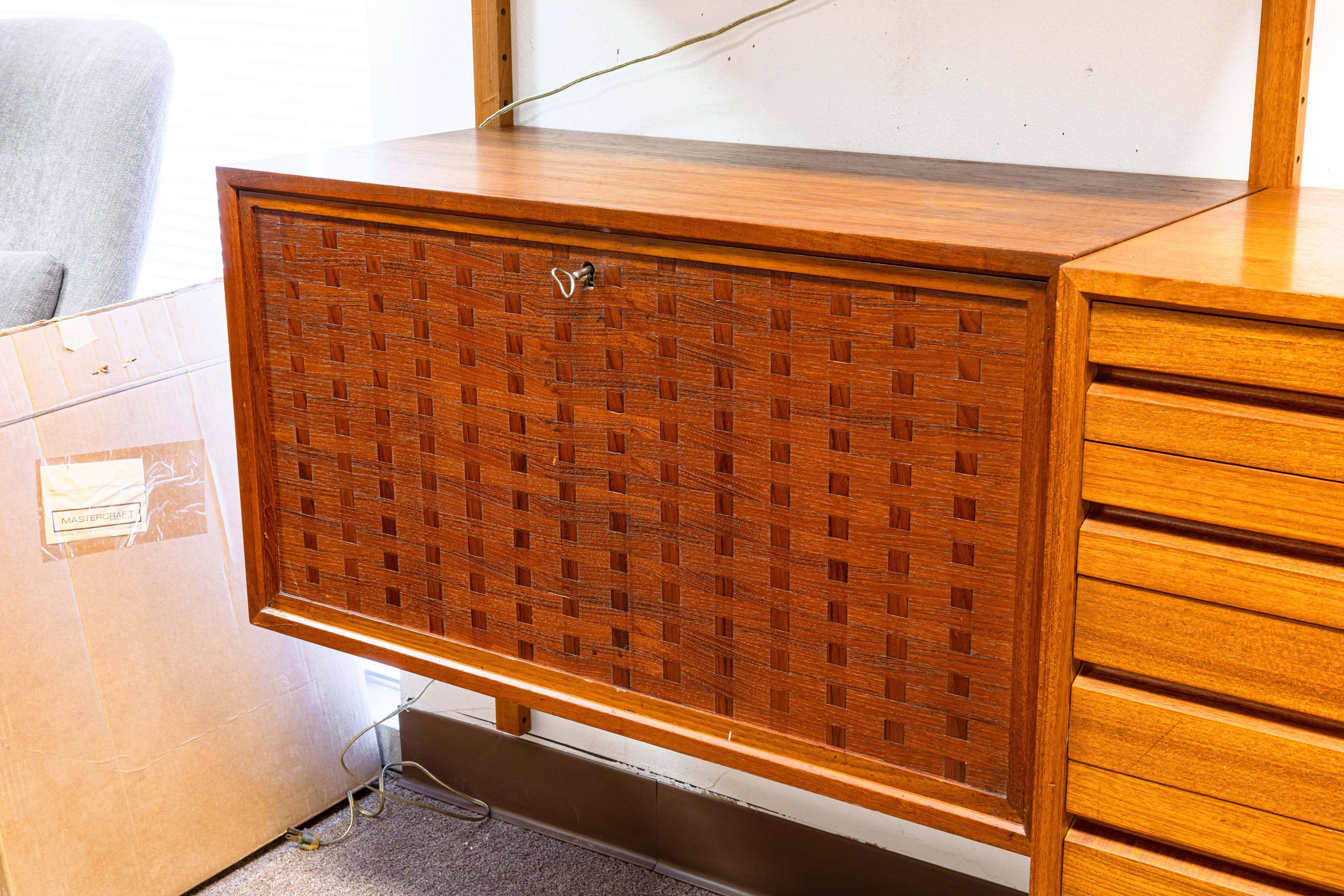 3 Bay Mid Century Modern Royal System Teak Cado Wall Unit by Poul Cadovius 2