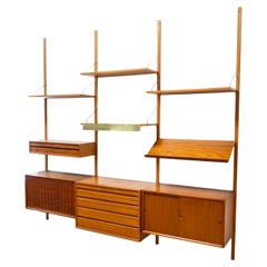 3 Bay Mid Century Modern Royal System Teak Cado Wall Unit by Poul Cadovius