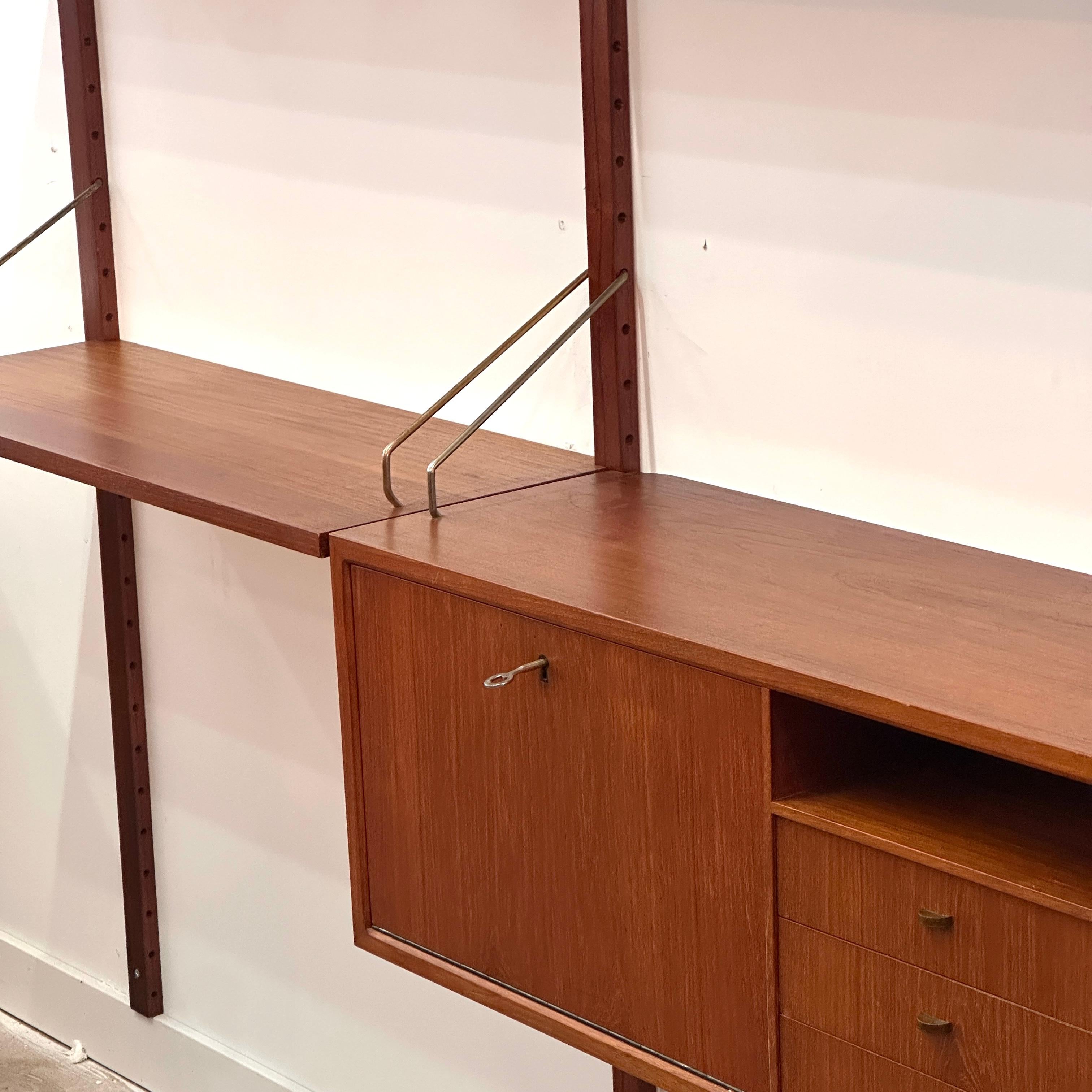 Parete attrezzata a 3 vani in teak di Poul Cadovius in vendita 6