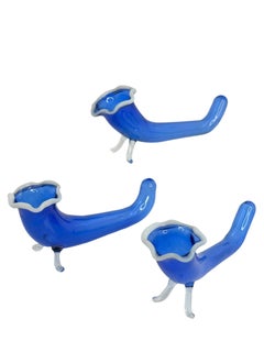 3 Bimini glass flower holder vases and flatware rest, Austria Table Decoration