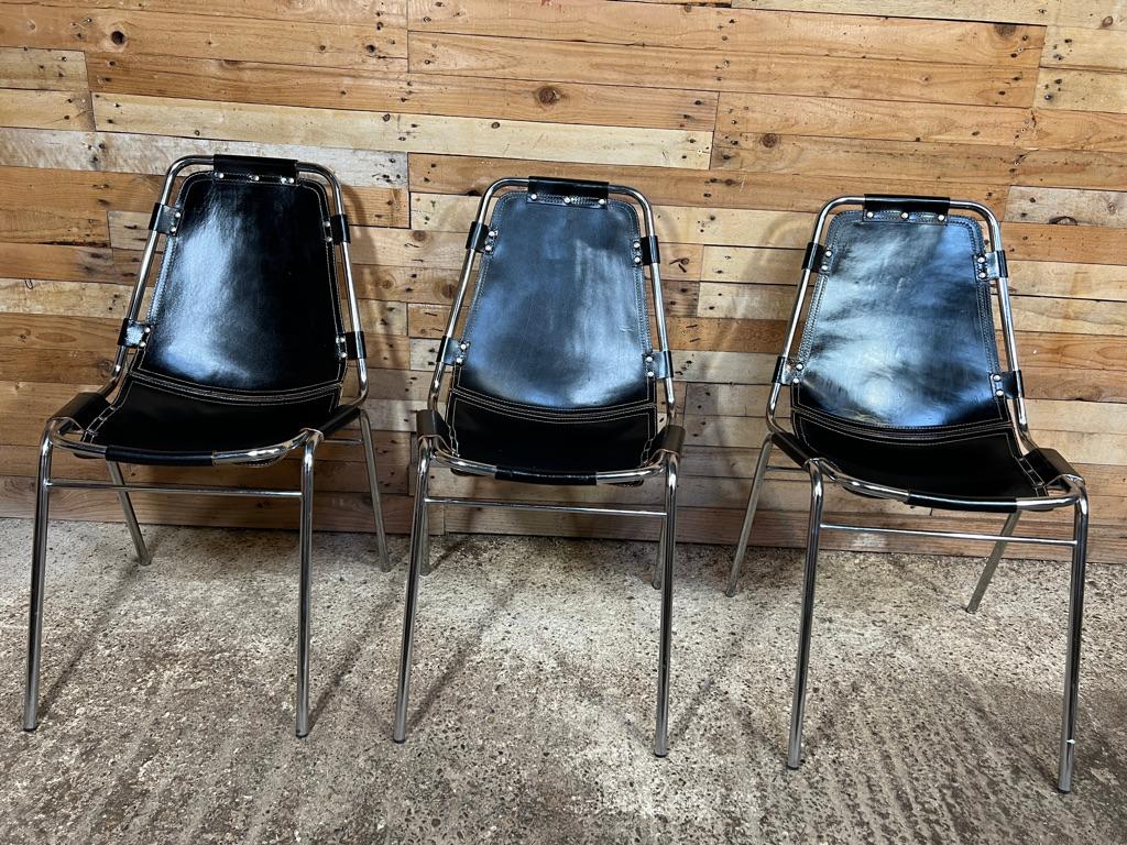 Stunning set of 3 chairs, sold on a per item base but if intererested in all chairs than please send me an email with your address so we can give a delivery quote for all chairs (quote on 1stDibs is for 1 chair). designed / chosen by Charlotte