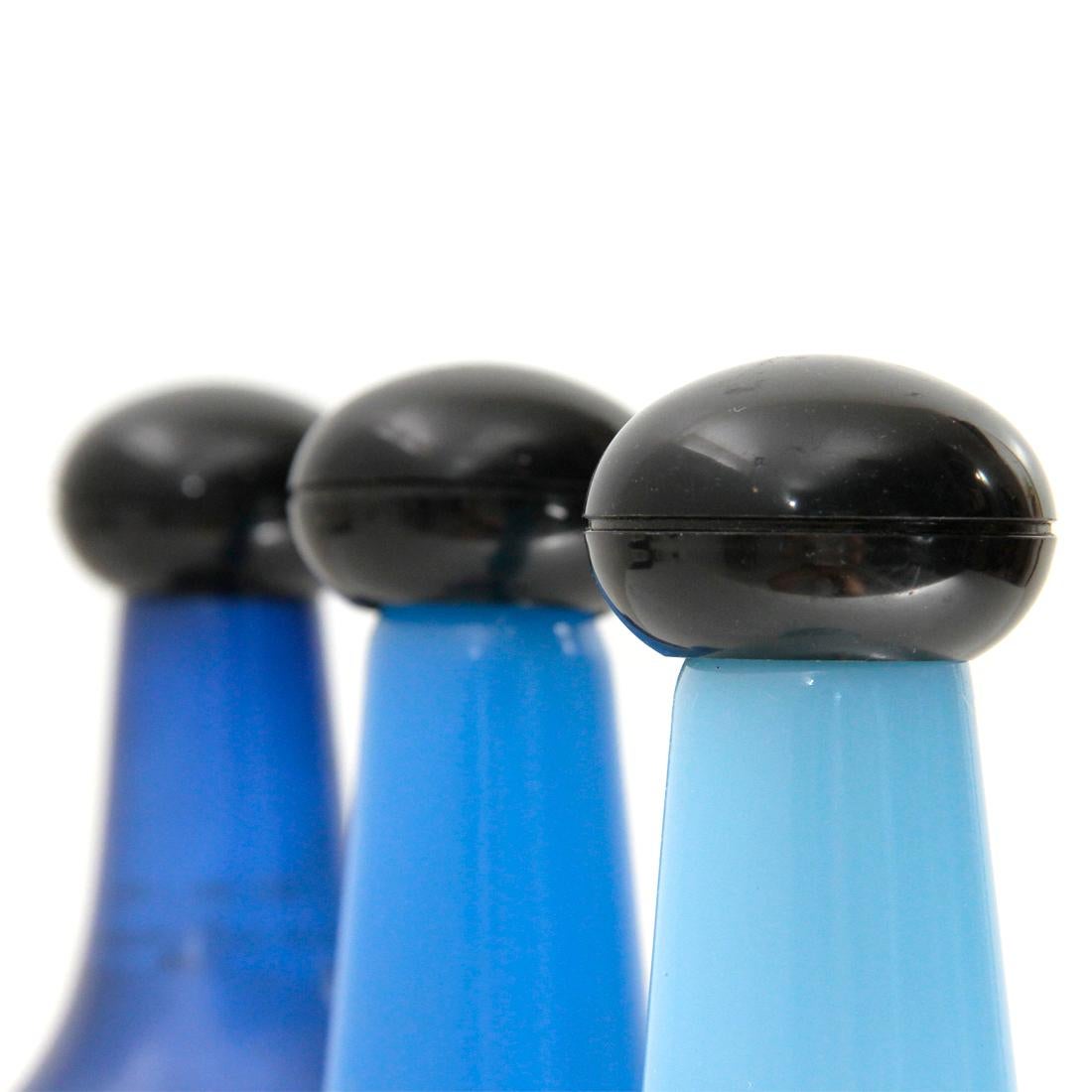 Mid-Century Modern 3 Blue Glass Bottles by Salvador Dalì for Rosso Antico, 1970s