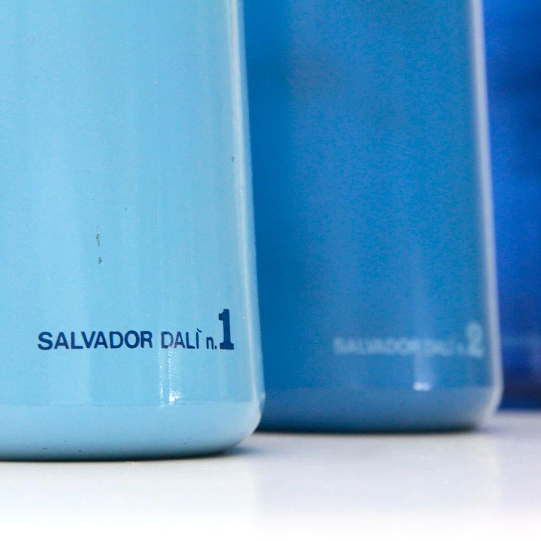 3 Blue Glass Bottles by Salvador Dalì for Rosso Antico, 1970s In Good Condition In Savona, IT