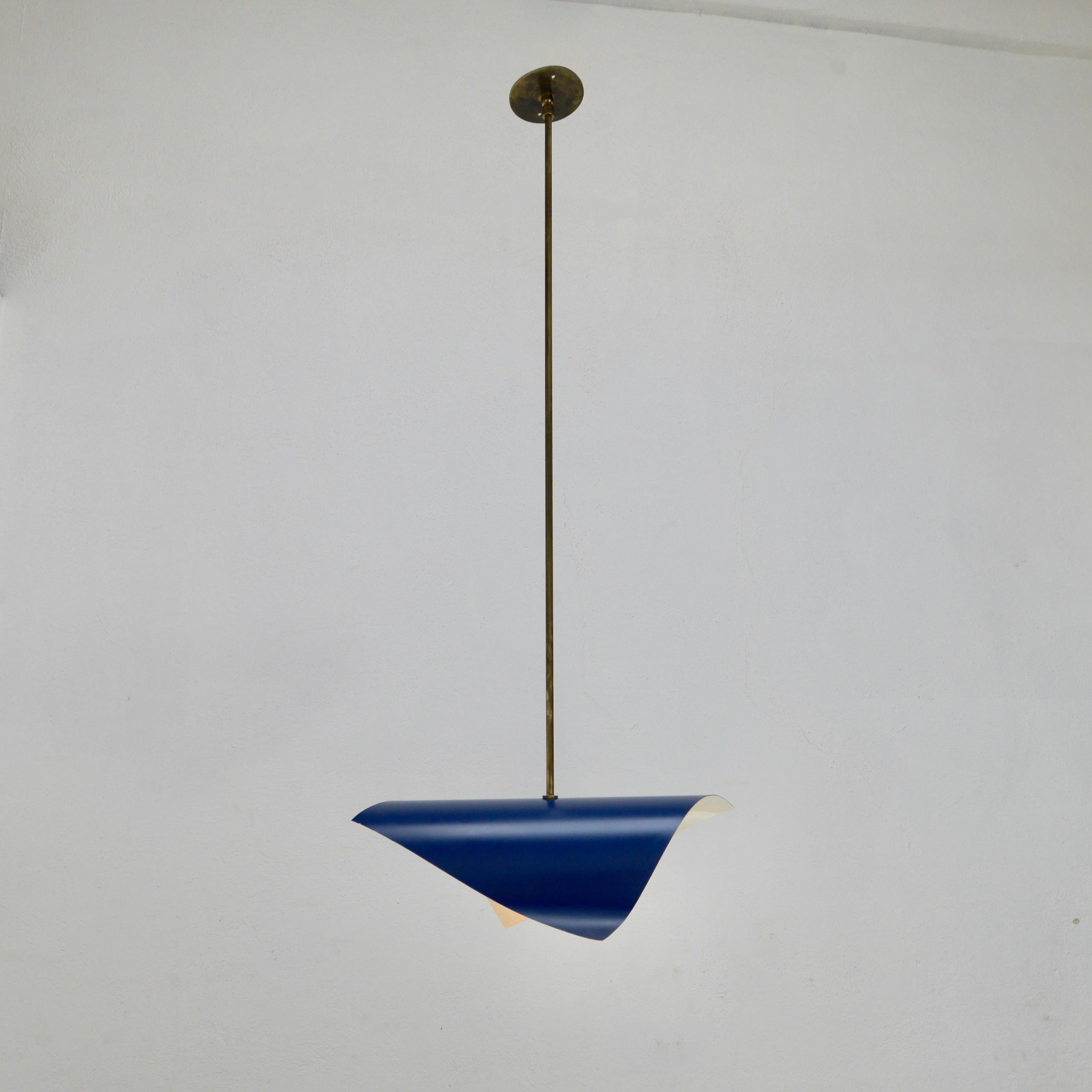 Mid-Century Modern '3' Blue Italian Pendants For Sale