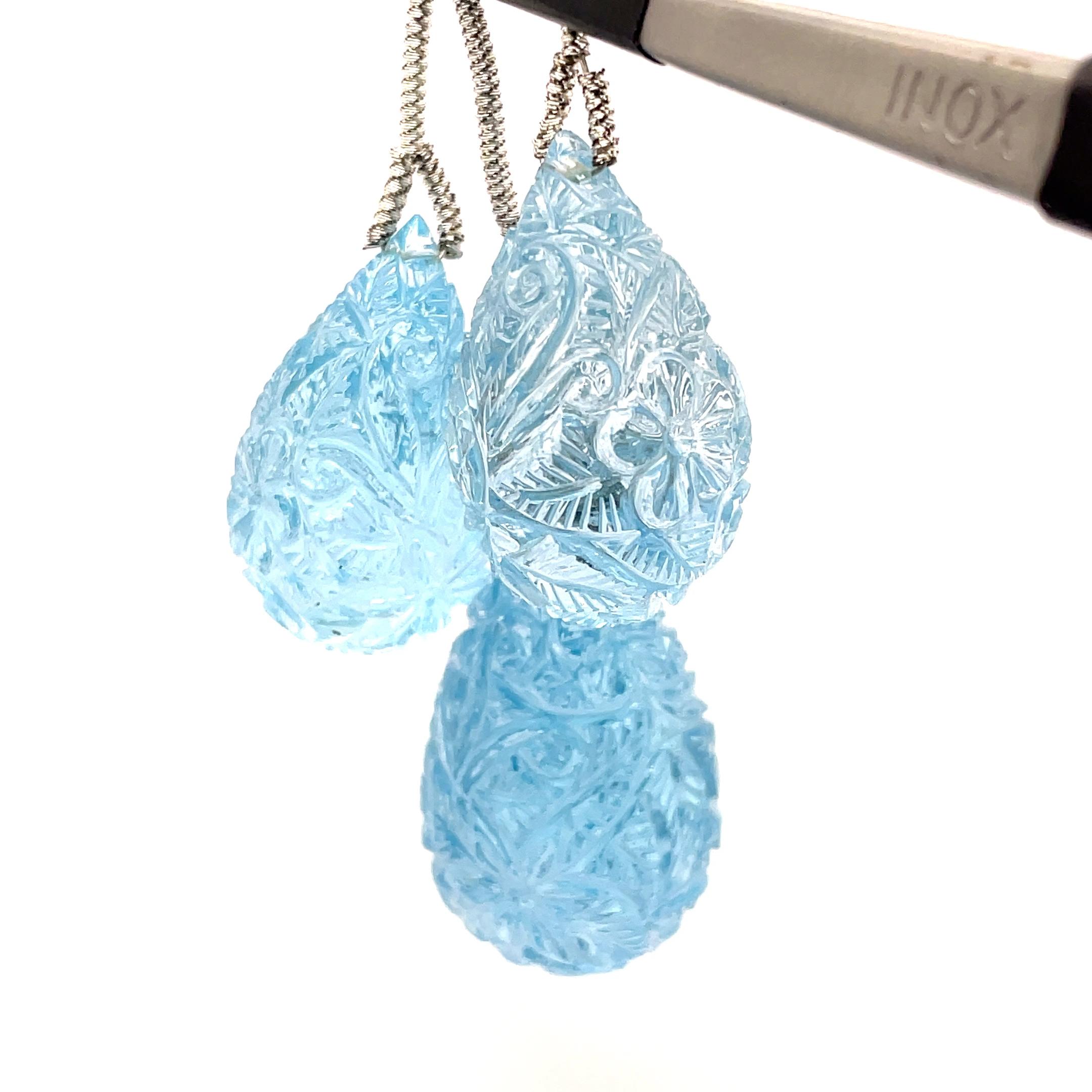 3 Gocce d'intaglio di topazio blu Cts 164,60 In condizioni Nuovo in vendita a Hong Kong, HK