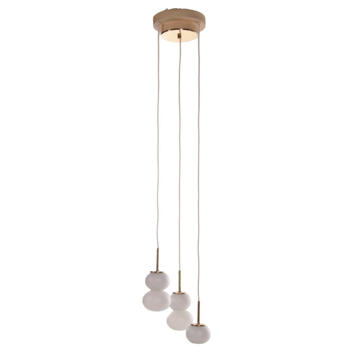 Lampe à suspension 3 bols Modèle Pumpkin Cascade, années 1960 Doria Leughter Allemagne en vente