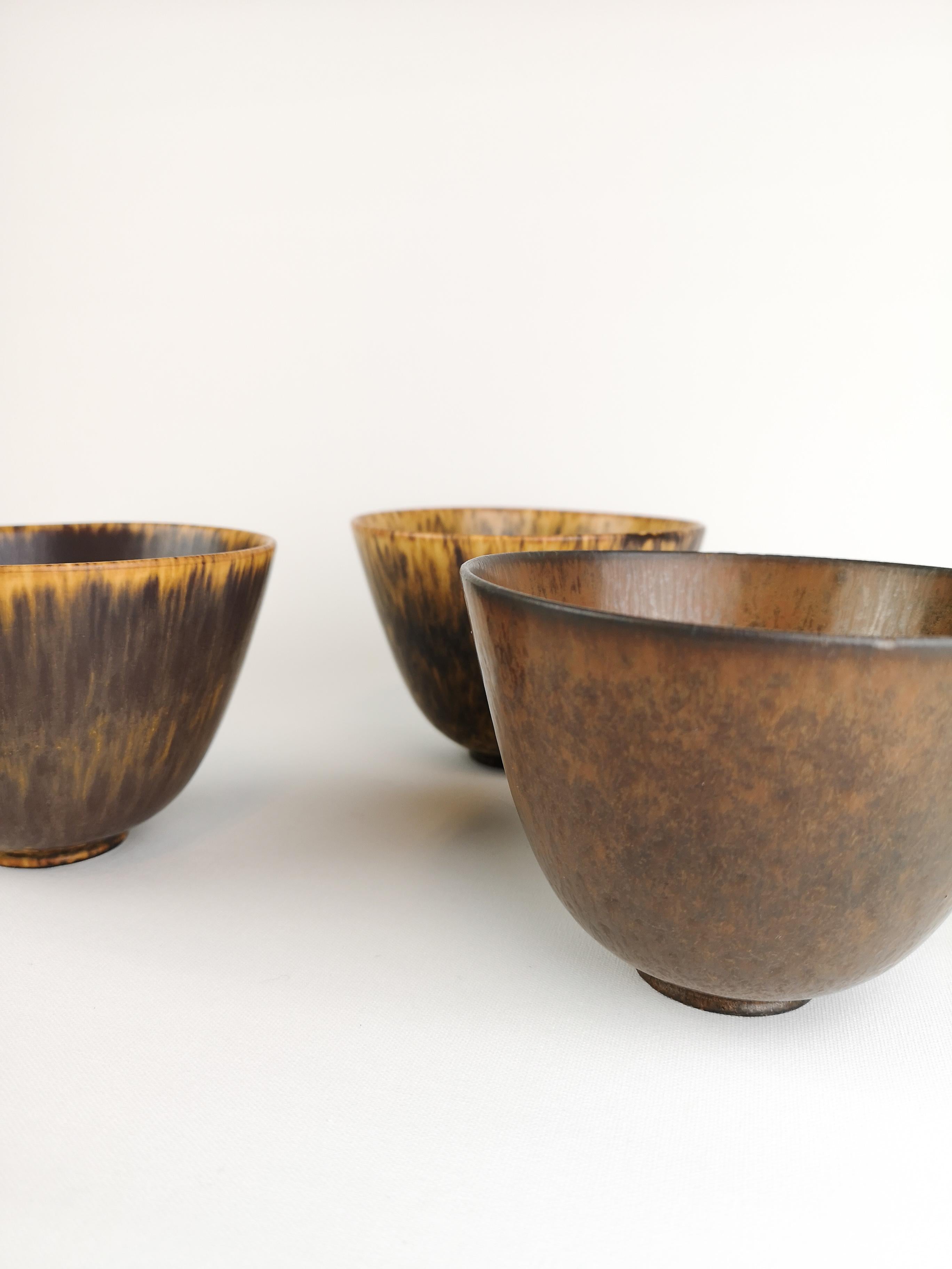 Ceramic 3 Bowls Rörstrand Gunnar Nylund, Sweden