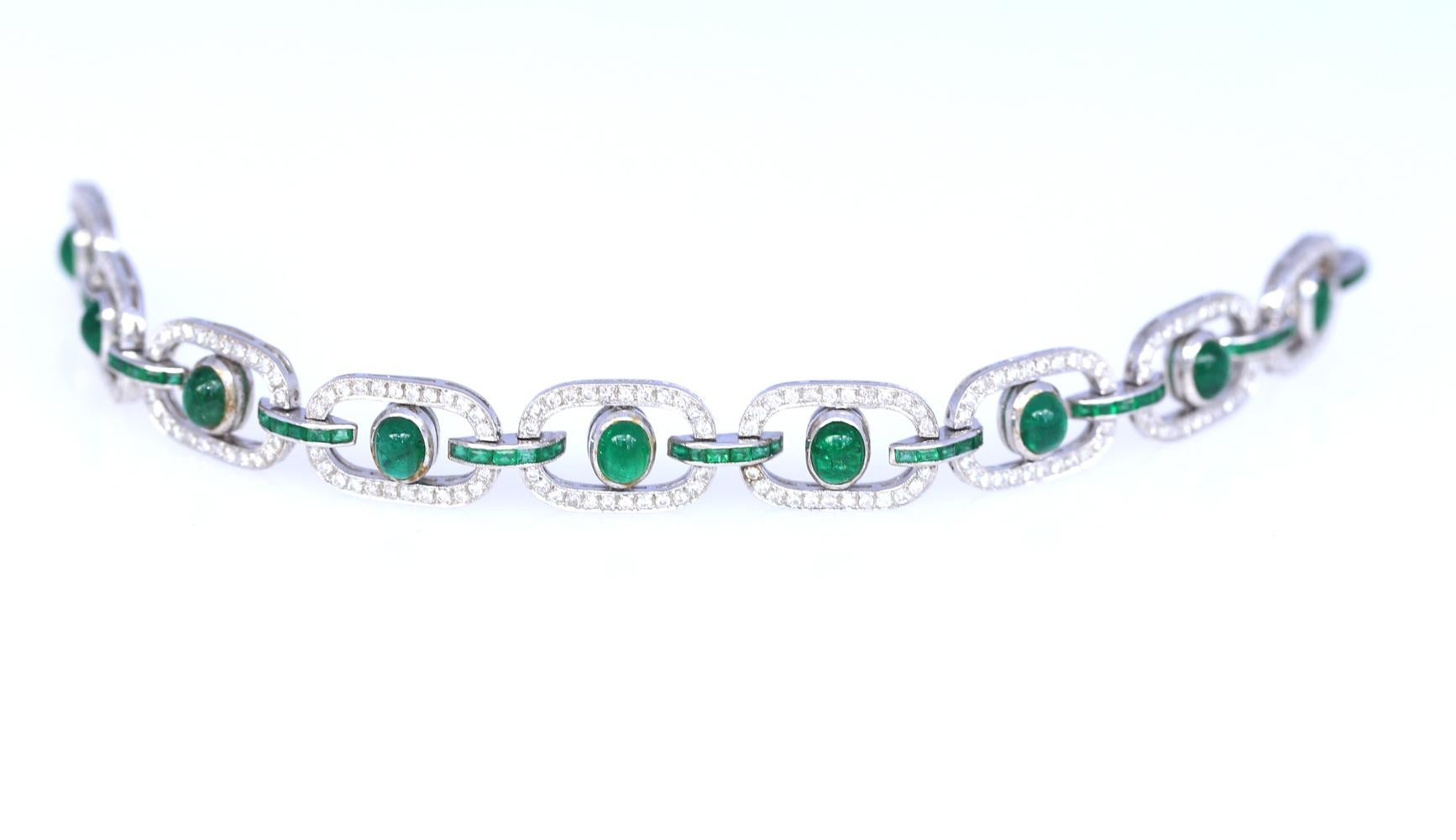 3 Bracelets Set Sapphires Rubies Diamonds Emeralds Necklace Сhoker White Gold For Sale 1