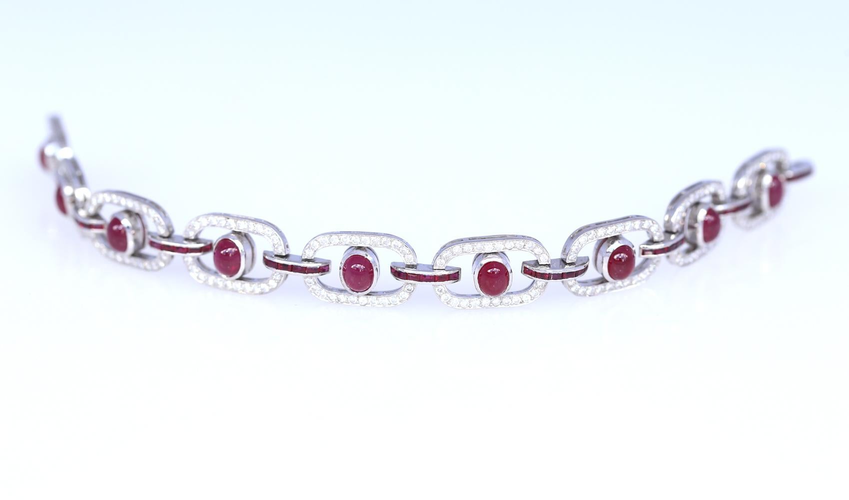 3 Bracelets Set Sapphires Rubies Diamonds Emeralds Necklace Сhoker White Gold For Sale 2