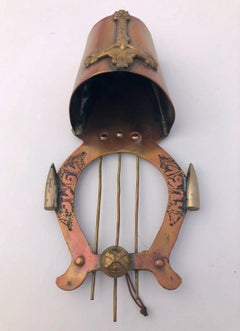 Three Brass and Copper Trench Art Holy Water Fonts/Bénitiers with Crosses, 1900s