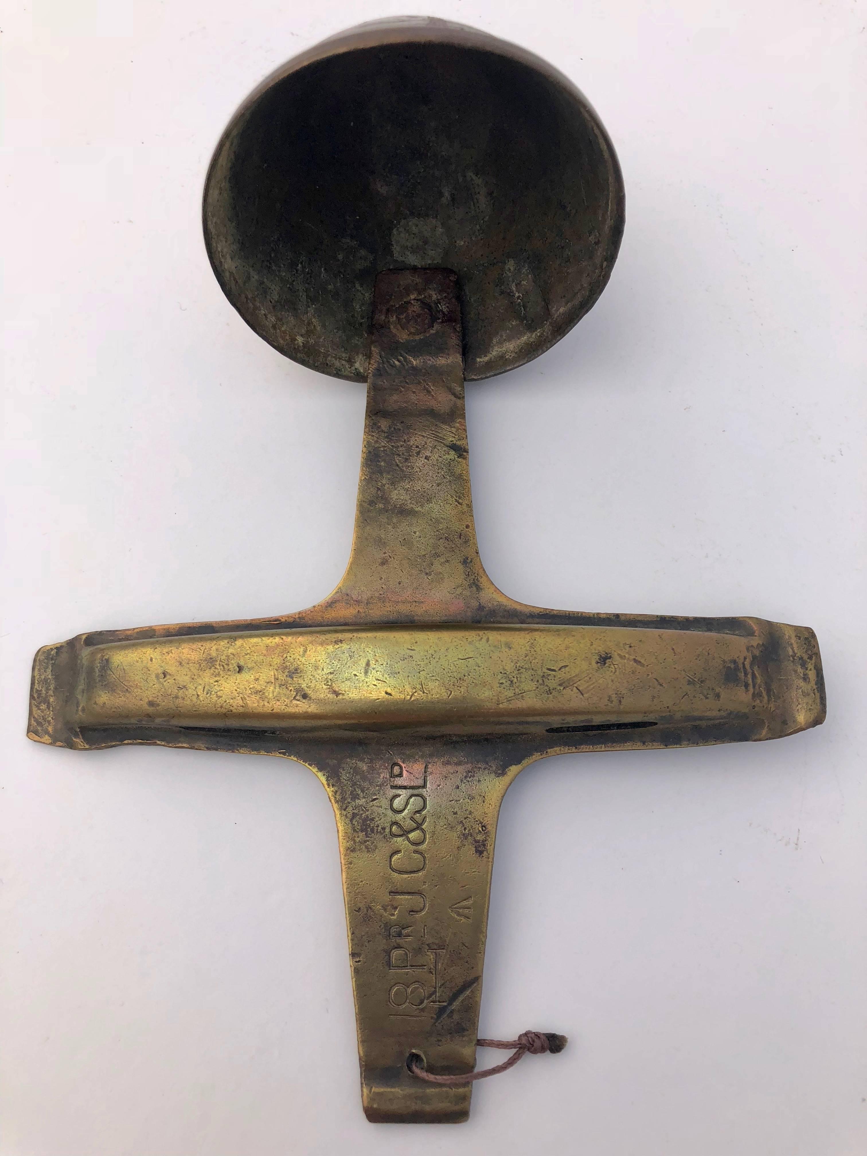Hammered Three Brass and Copper Trench Art Holy Water Fonts/Bénitiers with Crosses, 1900s For Sale