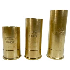 3 Brass Shotgun Shell Spirit Measures "Little Shot", "Just A Shot" & "Big Shot"
