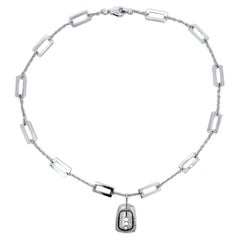 3 diamanti taglio Brilliante A Link Collana in oro bianco 14K