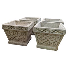 3 maceteros de piedra moldeada británicos / jardineras