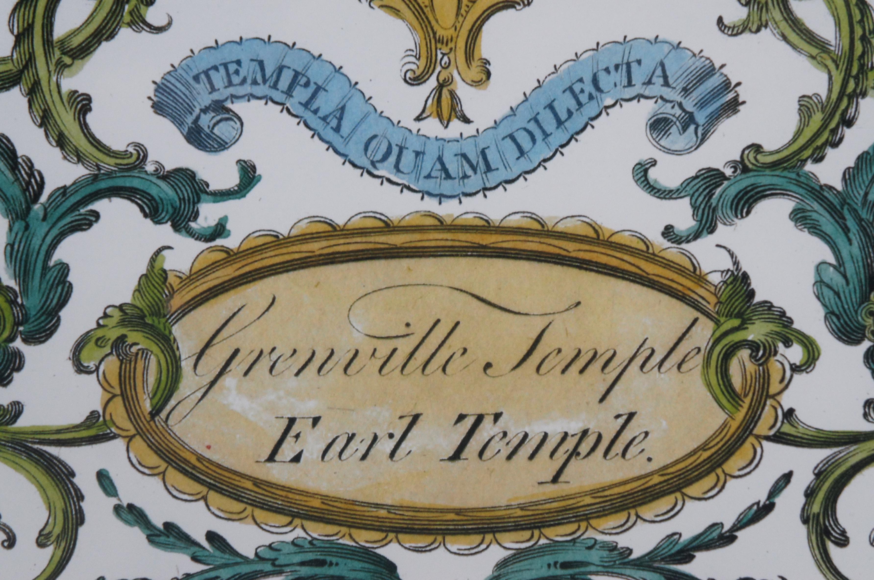 3 British Heraldic Lithograph Prints Coat of Arms Grenville Vane Yelverton Crest 2