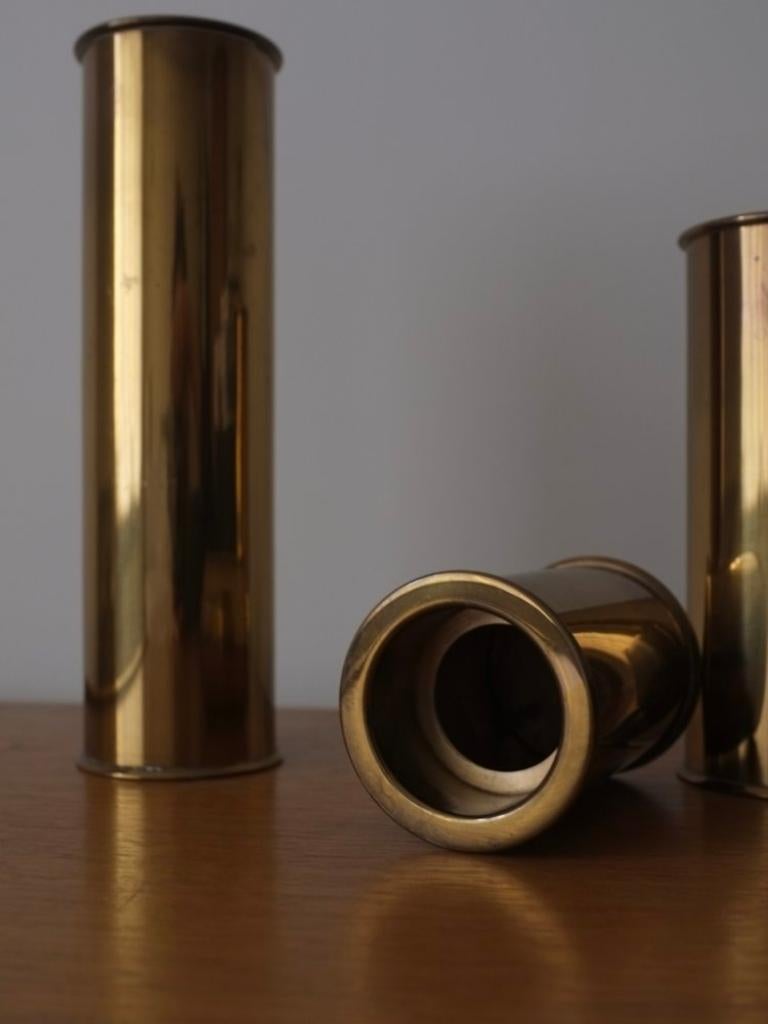 Swedish 3 Brutalist Brass Candle Holders from Staffan Englesson Ab Sweden, 1970s For Sale