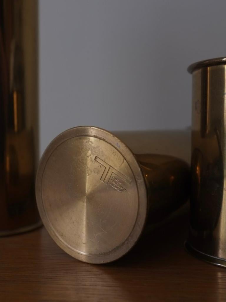 3 Brutalist Brass Candle Holders from Staffan Englesson Ab Sweden, 1970s In Good Condition For Sale In Rīga, LV