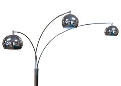 3 Bulb Arc Chrome & Marble Base Floor Lamp Vintage Mid-Century Modern