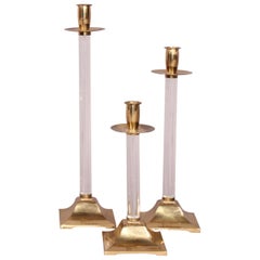 3 Candlestick Brass and Plexiglass
