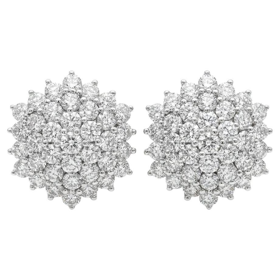 3 Karat 18K Weißgold Diamanten Cluster Ohrringe durchbohrt