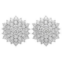3 Karat 18K Weißgold Diamanten Cluster Ohrringe durchbohrt