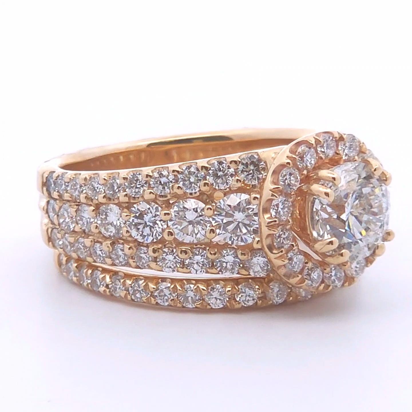 Round Cut 3 Carat 2-Piece Wedding Ring Set in 14k Gold For Sale