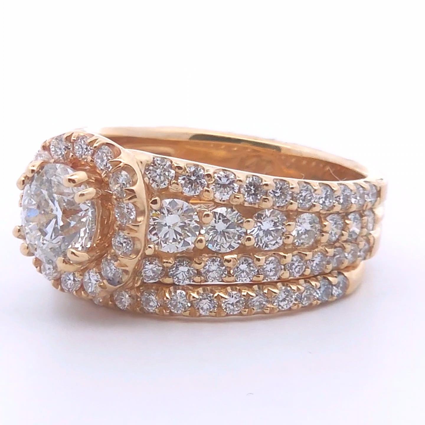Women's or Men's 3 Carat 2-Piece Wedding Ring Set in 14k Gold For Sale