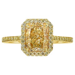 Used 3 Carat All Yellow Halo Radiant Diamond Ring