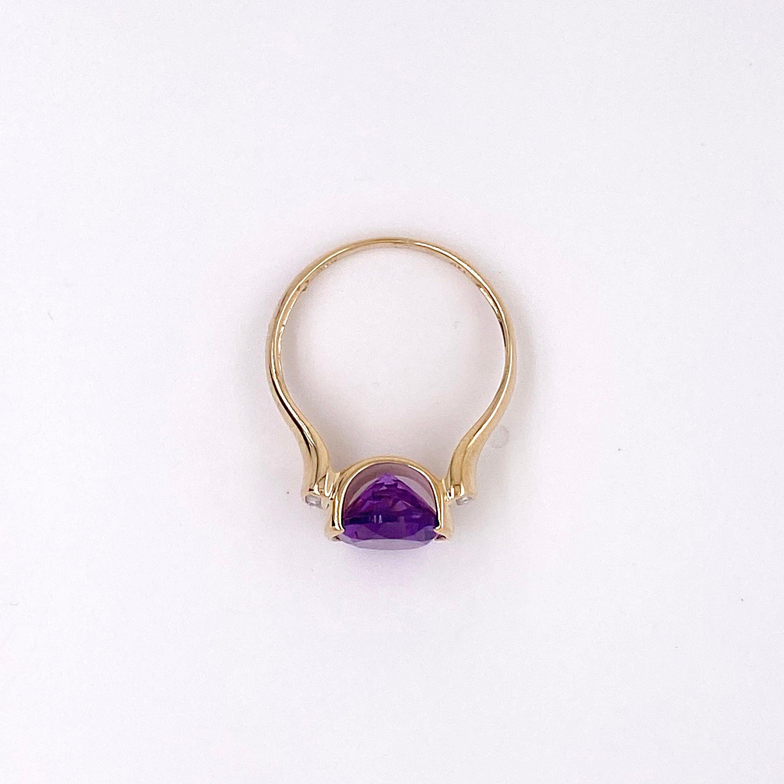 3 Karat Amethyst-Diamant-Ring 14 Karat Gelbgold Oval Echter Edelsteinring () 4