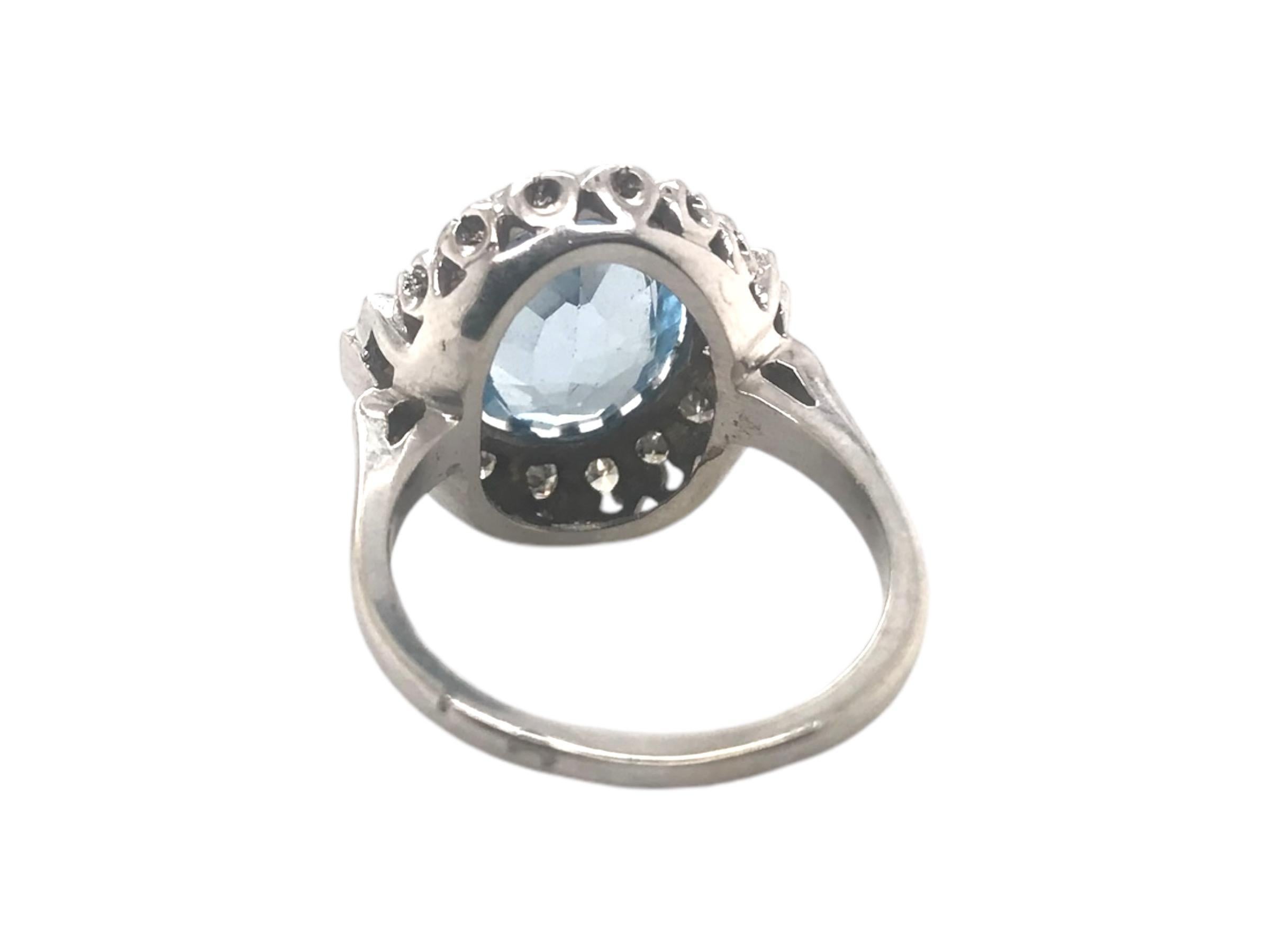 3 Carat Aquamarine & Diamond Ring 14K White Gold 2