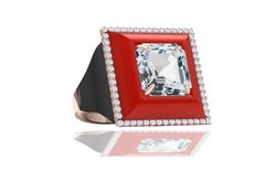 3 Carat Aquamarine Red Agate and Diamond Rose Gold Ring