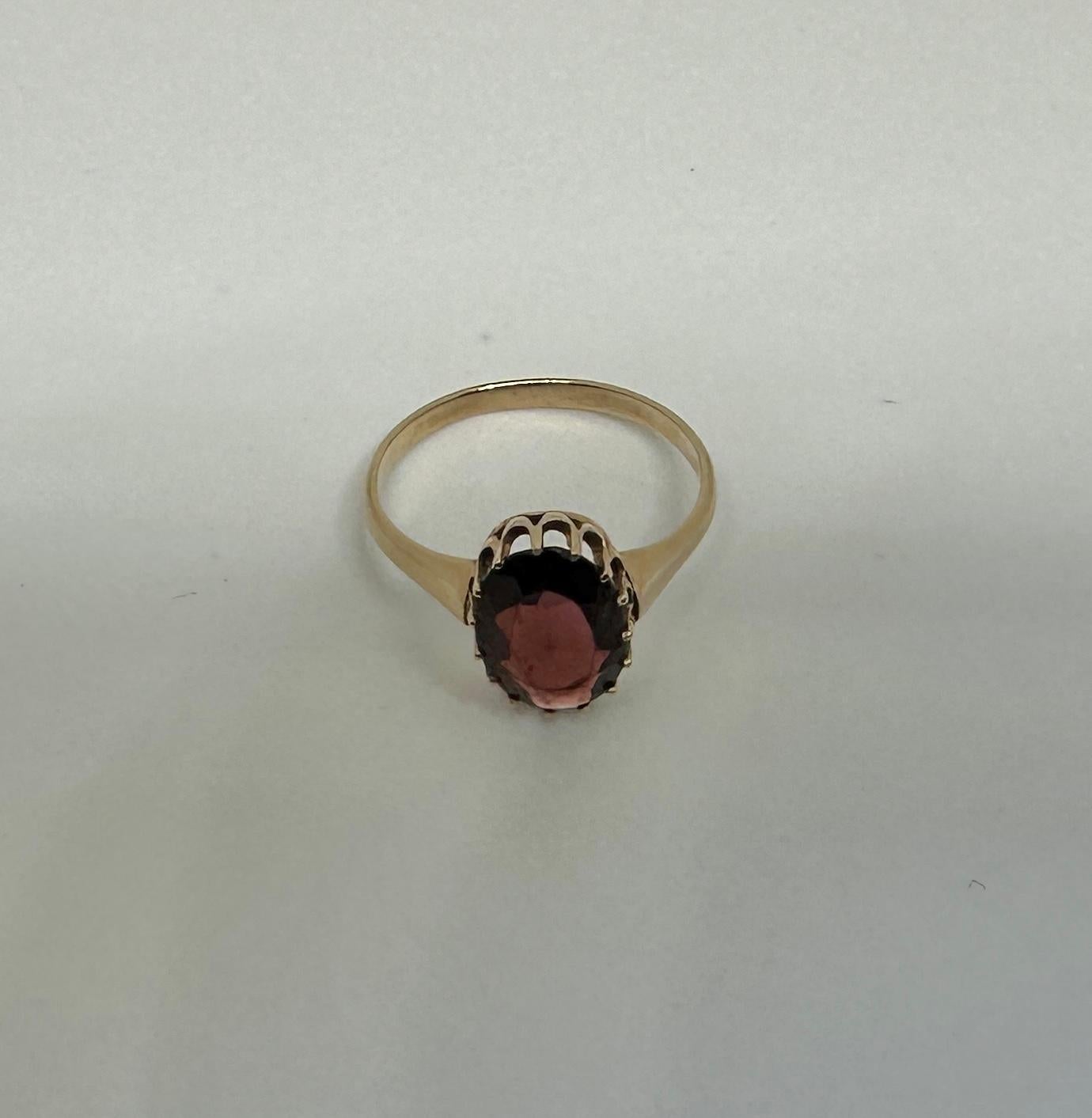 3 Karat Art Deco Bohemian Granat Ring Gold Antike Hochzeit Verlobungs-/Cocktail im Zustand „Gut“ im Angebot in New York, NY