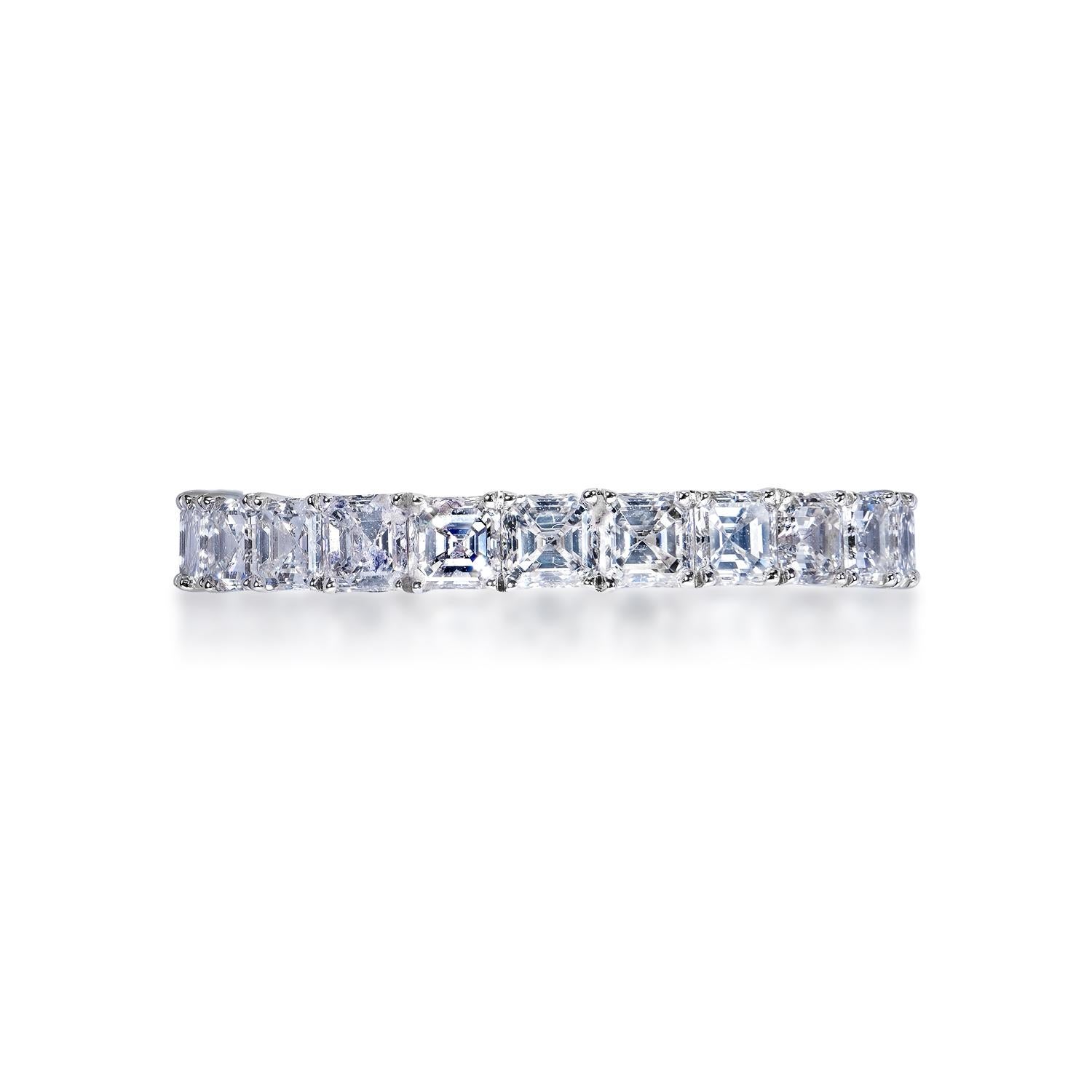 3 Carat Asscher Cut Diamond Eternity Band Certified In New Condition For Sale In New York, NY